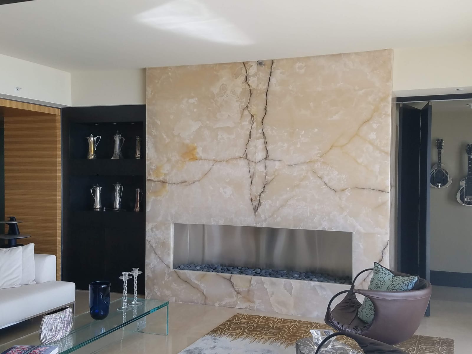 Fisher Island Onyx Fireplace Wall